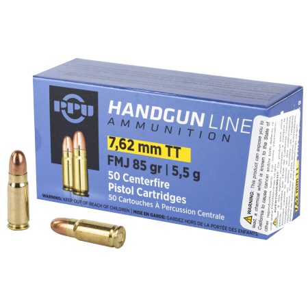 Prvi Partizan - Prvi Partizan PPU 7.62x25 Tokarev FMJ 85 Grain Pistol Ammunition - 50 Rounds per Box