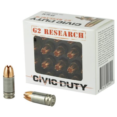 G2 Research - G2 Research Civic Duty 9mm 94-Grain Copper Self-Defense Ammunition - 20 Rounds per Box