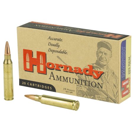 Hornady - Hornady 223 Remington 75 Grain Match Boat Tail Hollow Point Ammunition - 20 Rounds per Box