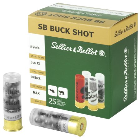 Sellier & Bellot - Sellier & Bellot 12 Gauge Shotshell Buckshot - 00 Buck, 2.75 Inches, 25 Rounds Per Box