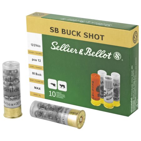 Sellier & Bellot - Sellier & Bellot 12 Gauge 2.75-Inch 00 Buckshot Shotshell (S&B 12GA 2.75 1.25 OZ 00 12PEL) - 10 Rounds per Box