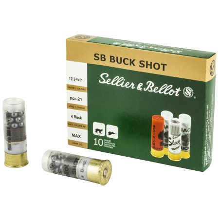 Sellier & Bellot - Sellier & Bellot 12 Gauge 2.75-inch 4 Buckshot Shotshells, 10 Rounds per Box