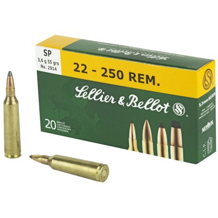 Sellier & Bellot - Sellier & Bellot 22-250 Remington Soft Point Rifle Ammunition - 55 Grain, 20 Rounds per Box