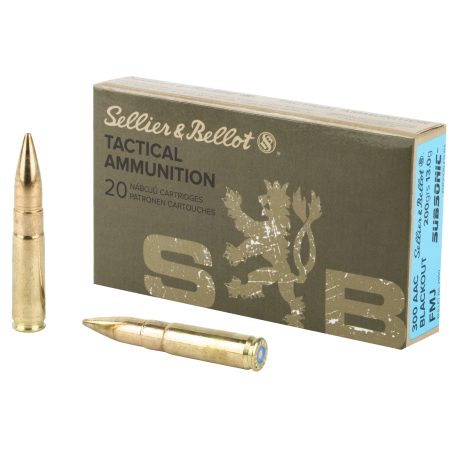 Sellier & Bellot - Sellier & Bellot 300 Blackout 200-Grain FMJ Subsonic Rifle Ammunition, 20 Rounds