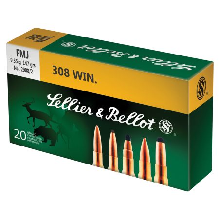 Sellier & Bellot - Sellier & Bellot 308 Winchester 147-Grain Full Metal Jacket Rifle Ammunition - 20 Rounds per Box, 500 per Case