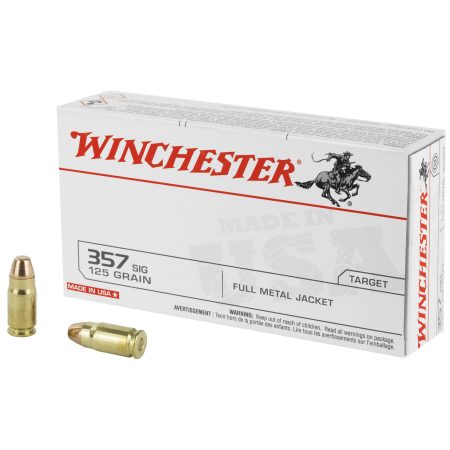Winchester Ammunition - Winchester Ammunition USA 357 Sig 125 Grain Full Metal Jacket Ammo, 50 Rounds per Box