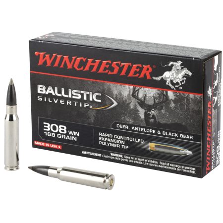 Winchester Ammunition - Winchester Ammunition Ballistic Silvertip .308 Winchester 168-Grain Polymer Tip - Box of 20 Rounds
