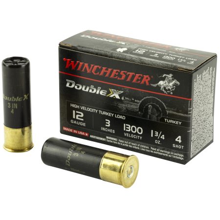 Winchester Ammunition - Winchester Ammunition Double X 12 Gauge 3-inch #4 Shotshell (1.75 oz) – High Velocity, Copper-Plated Lead Shot