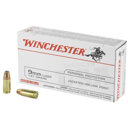 Winchester Ammunition - Winchester Ammunition USA 9mm 147 Grain Hollow Point Ammo, 50 Rounds per Box