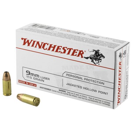 Winchester Ammunition - Winchester Ammunition USA 9mm 115 Grain Hollow Point Ammo - 50 Rounds per Box, 500 per Case