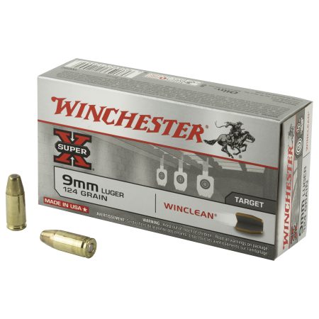 Winchester Ammunition - Winchester Ammunition Super Clean 9mm 124 Grain Brass Enclosed Base, 50 Rounds per Box