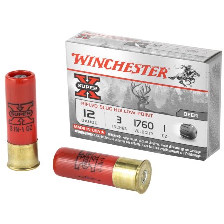 Winchester Ammunition - Winchester Ammunition Super-X 12 Gauge 3-inch Rifled Slugs – 1 oz, 5 Rounds per Box