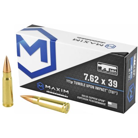 Maxim Defense Industries - Maxim Defense Industries 7.62x39 SBA Short Barrel Ammunition – 117 Grain Tumble Upon Impact Copper Rounds