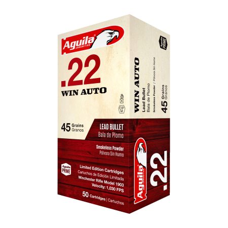 Aguila Ammunition - Aguila Ammunition 1B220504 .22 Winchester Automatic 45-Grain Solid Point Rifle Ammo - 50 Rounds per Box
