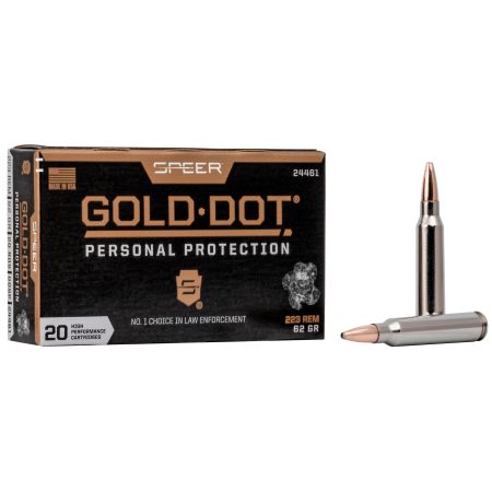 Speer Ammunition - Speer Gold Dot 223 Remington 62 Grain Soft Point Ammunition - Reliable Self-Defense and Law Enforcement Performance
