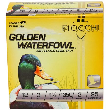 Fiocchi Ammunition - Fiocchi Ammunition 12 Gauge Golden Waterfowl Steel Shot #2 – 25 Rounds