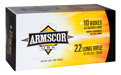 Armscor - Armscor 22LR 40 Grain Solid Point Ammunition – Pack of 50 Rounds