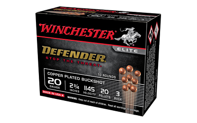 Winchester Ammunition - Winchester Ammunition Defender 20 Gauge 2-3/4" Buckshot - 3 Buck, 10 Rounds per Box