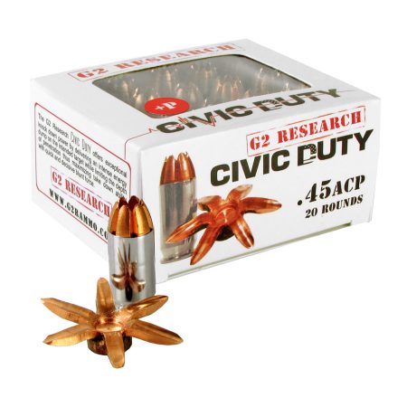 G2 Research - G2 Research Civic Duty 45 ACP 164-Grain Copper Self-Defense Ammunition (20 Rounds per Box)