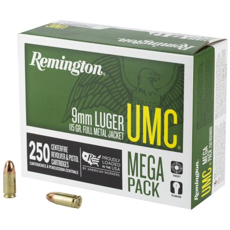 Remington - Remington UMC 9mm 115 Grain Full Metal Jacket Ammo - 250 Rounds per Box