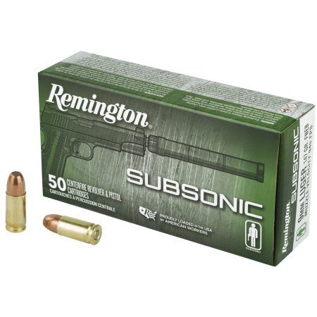 Remington - Remington Subsonic 9mm 147 Grain Flat Nose Ammunition (50 Rounds per Box, 500 per Case)