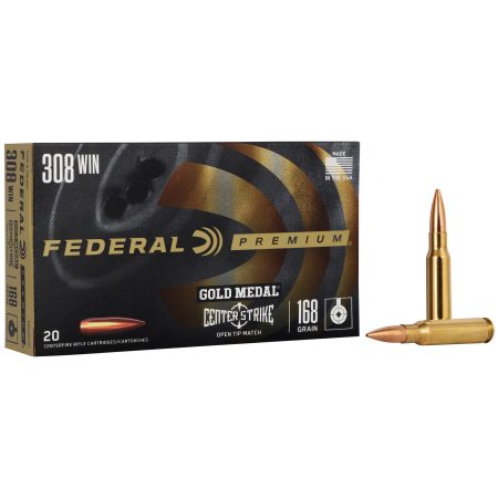 Federal - Federal Premium Gold Medal 168 Grain Open Tip Match Rifle Ammo for 308 Winchester – Precision Performance for Long-Range Shooting