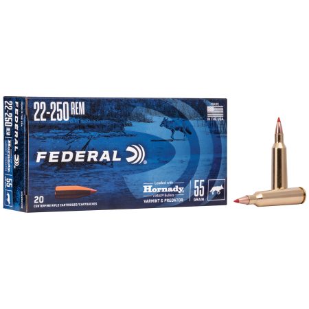 Federal - Federal Varmint & Predator 22-250 Remington 55 Grain V-Max Ammunition (20 Rounds per Box)