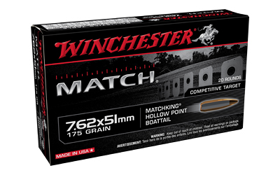 Winchester Ammunition - Winchester Ammunition Match 7.62x51mm NATO 175 Grain Boat Tail Hollow Point – Reliable Precision for Competition and Hunting