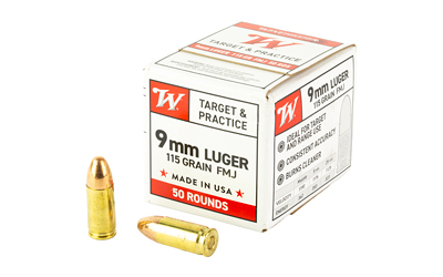 Winchester Ammunition - Winchester Ammunition USA White Box 9mm Luger 115 Grain FMJ - Pack of 50 Rounds