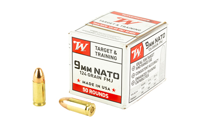 Winchester Ammunition - Winchester Ammunition W9NATO50 9mm NATO 124 Grain Full Metal Jacket Ammo - 50 Rounds per Box