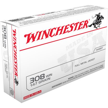 Winchester Ammunition - Winchester Ammunition USA White Box 308 Winchester 147 Grain Full Metal Jacket - 20 Rounds Per Box