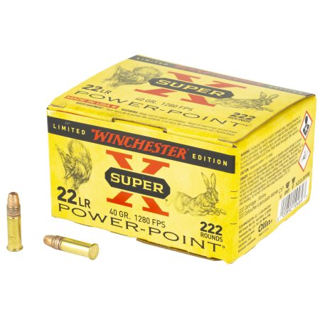 Winchester Ammunition - Winchester Ammunition Super-X Power Point .22 LR 40-Grain Lead Hollow Point – 222 Rounds per Box