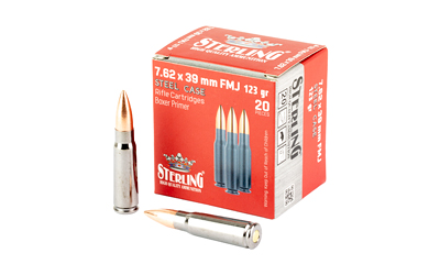 Sterling - Sterling Steel Case Select 7.62x39mm Full Metal Jacket Ammo - 123 Grain, 20 Rounds