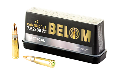 Belom - Belom 7.62x39mm Brass Ammo 123 Grain Full Metal Jacket – Tactical Series, 20 Rounds Per Box