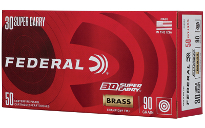 Federal - Federal Champion 30 Super Carry 90 Grain FMJ Handgun Ammunition - Box of 50 Rounds