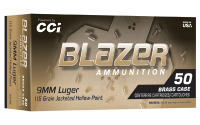 Blazer Ammunition - Blazer Ammunition 9mm 115 Grain Brass Hollow Point – Reliable Practice and Self-Defense Ammo
