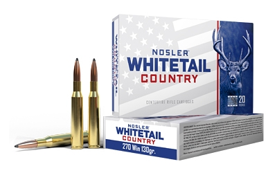 Nosler - Nosler Whitetail Country 270 Winchester 130 Grain Solid Base Ammunition - 20 Rounds