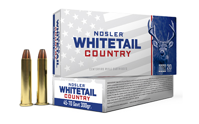 Nosler - Nosler Whitetail Country 45-70 Government 300 Grain Solid Base Rifle Ammunition - 20 Rounds per Box