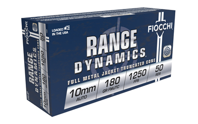 Fiocchi Ammunition - Fiocchi Ammunition 10MM Range Dynamics 180-Grain Full Metal Jacket (FMJ) – 50 Rounds per Box, 500 per Case