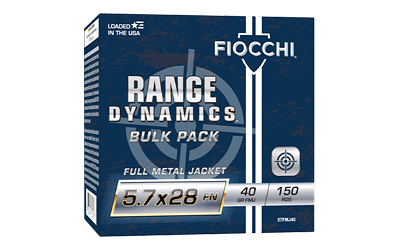 Fiocchi Ammunition - Fiocchi Range Dynamics 5.7x28mm 40-Grain Full Metal Jacket Ammunition — Bulk Pack of 150 Rounds