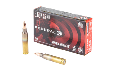 Federal - Federal American Eagle 5.56x45mm NATO 55 Grain Full Metal Jacket Ammo - 20 Rounds per Box, 500 per Case