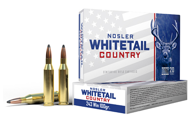 Nosler - Nosler Whitetail Country .243 Winchester 100 Grain Solid Base Ammunition, 20 Rounds