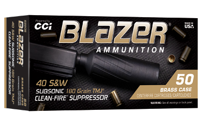 CCI Ammunition - CCI Ammunition Blazer 5220S 40 S&W 180-Grain Total Metal Jacket Suppressor-Ready Ammo