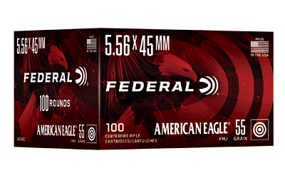 Federal - Federal American Eagle 5.56 NATO 55-Grain FMJ Rifle Ammunition – 100 Rounds per Box, 500 per Case