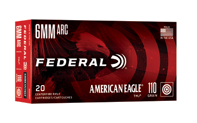 Federal - Federal American Eagle 6mm ARC 110-Grain Total Metal Jacket Rifle Ammunition, 20 Rounds Per Box