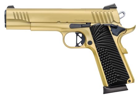 Chiappa Firearms - Chiappa Firearms 1911 Superior .38 Super Semi-Auto Pistol with Gold PVD Finish and G10 Black Grip