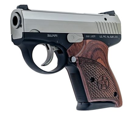 Bond Arms - Bond Arms BullPup9 9mm Semi-Auto Pistol with Steel Engraved Rosewood Grip and Dovetail Drift 3-Dot Sights