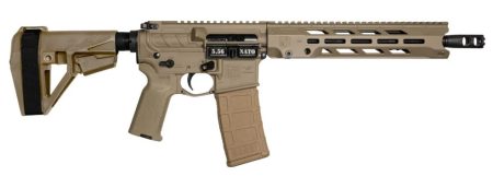 Diamondback Firearms - Diamondback Firearms Obsidian DB15 Pistol in 5.56 NATO with FDE Finish and SB Tactical SBA5 Brace