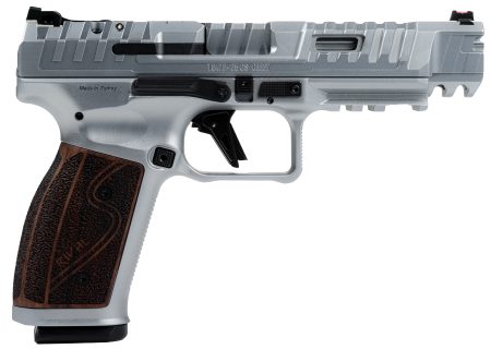 CANIK - CANIK SFX Rival-S 9mm Chrome Semi-Auto Pistol with Rosewood Grips and Optics Plate