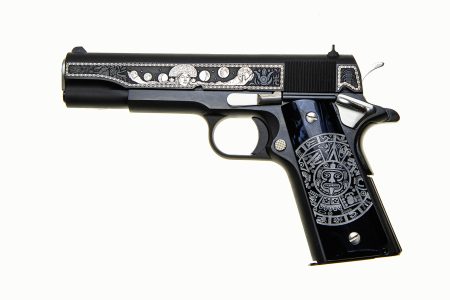 Colt - Colt Government Model .38 Super Semi-Auto Pistol with Gold Plated Slide and Steel Frame Grips